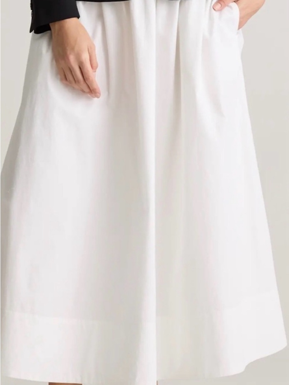 Quince White Full A-Line Midi Skirt with Pockets - Picture 2 of 5